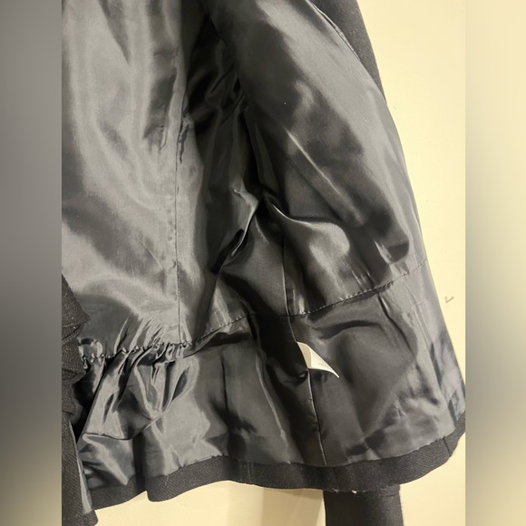 Halogen Black Ruffle Blazer Wool Tailored Classic Buttons Lined Work Event Coat - Picture 9 of 11